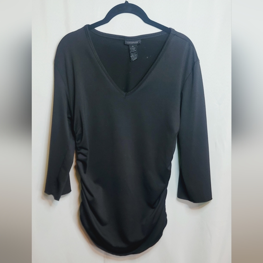 Express Elegant Black V-Neck Blouse